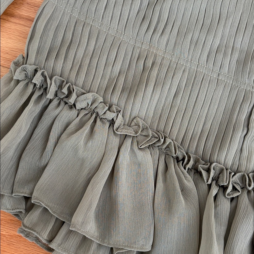 By Together $110 clothing button down fiddle dress ruffles olive green Medium M - Picture 8 of 17